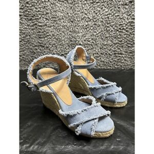 Castaner Espadrilles Carina Denim Canva Wedge Heel Ankle Wrap Women's‎ 35 US 5